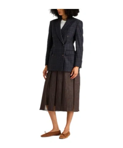 Brunello Cucinelli Plaid Double-breasted Blazer In Black