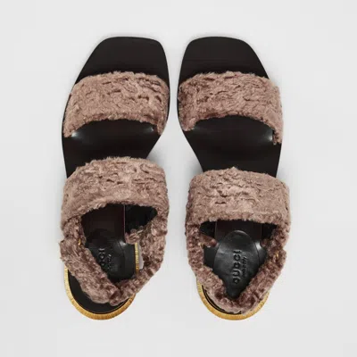 Gucci Solid Heeled Sandals In Brown