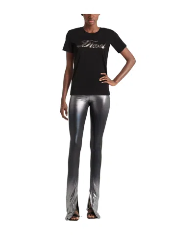 Diesel Solid Color Printed Short-sleeve T-shirt In Black