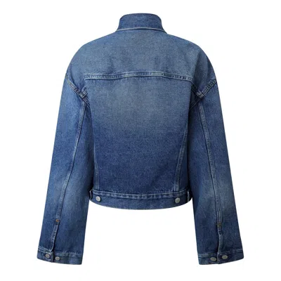 Acne Studios Crop Denim Jacket In Blue