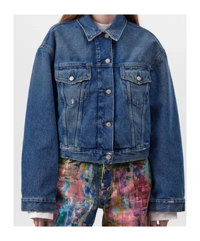 Acne Studios Crop Denim Jacket In Blue