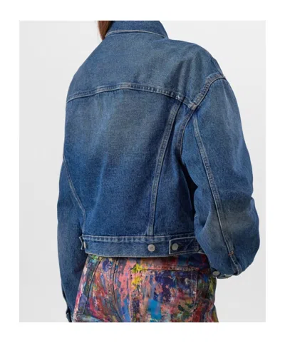 Acne Studios Crop Denim Jacket In Blue
