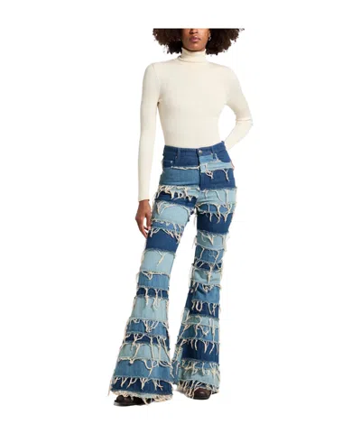 Sportmax Patchwork Bootcut Jeans In Blue