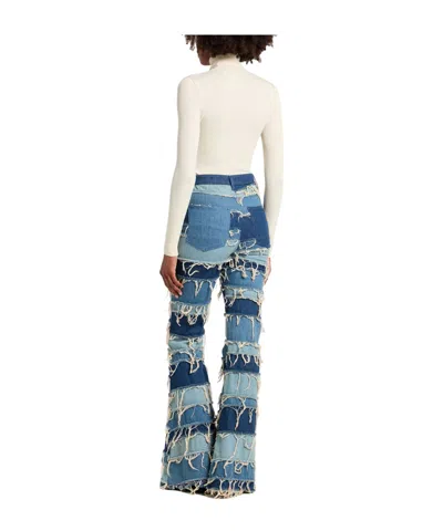 Sportmax Patchwork Bootcut Jeans In Blue