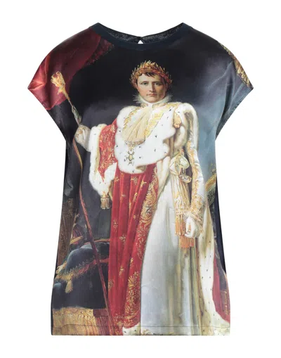 Dolce & Gabbana Printed Silk Tops In Black