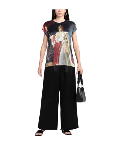 Dolce & Gabbana Printed Silk Tops In Black