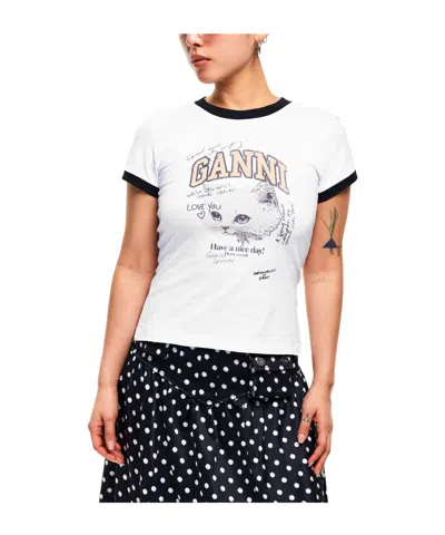 Ganni Basic Cotton Jersey T-shirt In Multi