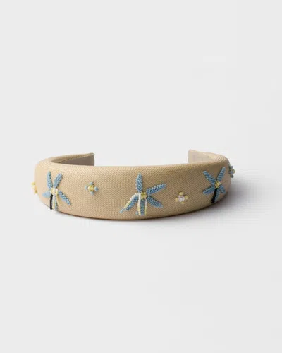 Prada Embroidered Fabric Headband In Multi