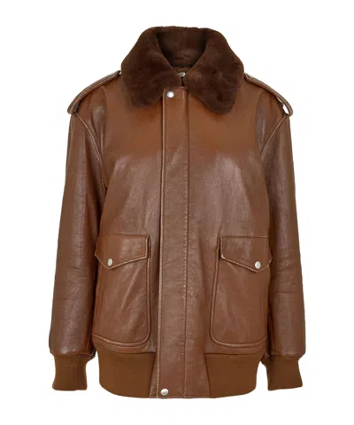 Prada Casual And Versatile Leather Jacket In Multi