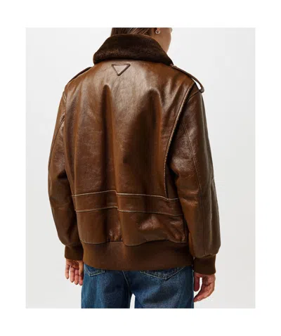 Prada Casual And Versatile Leather Jacket In Multi