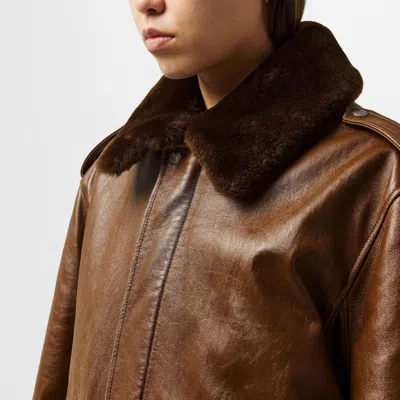 Prada Casual And Versatile Leather Jacket In Multi