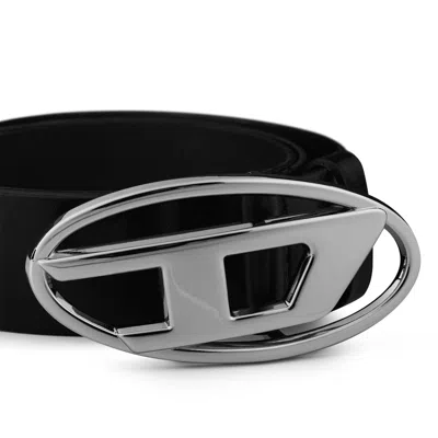 Diesel Logo-buckle Leather Belt In Black