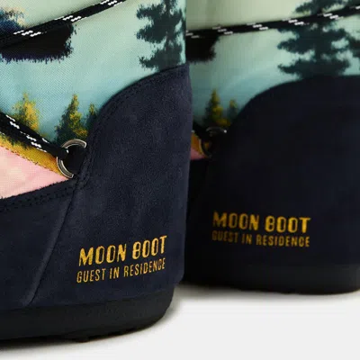 Moon Boot Printed Ankle Boots In Black