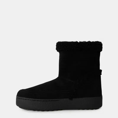 Moon Boot Ltrack Tina Suede Ankle Boots With Shearling Lining In Black