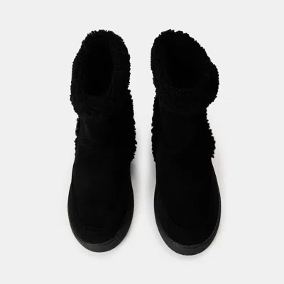 Moon Boot Ltrack Tina Suede Ankle Boots With Shearling Lining In Black
