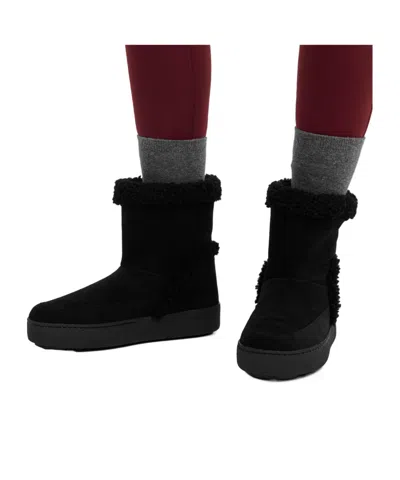 Moon Boot Ltrack Tina Suede Ankle Boots With Shearling Lining In Black