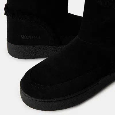 Moon Boot Ltrack Tina Suede Ankle Boots With Shearling Lining In Black