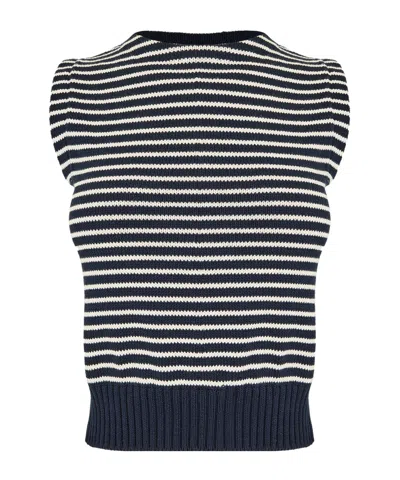 Weekend Max Mara Cotton-blend Stripe Sweater Vest In Multi