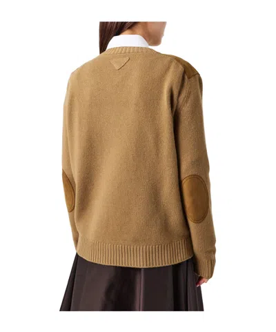 Prada Versatile Knitted Sweater In Brown