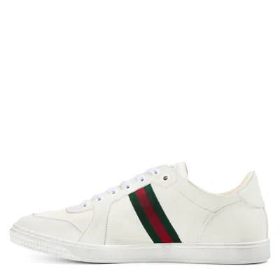 Gucci Leather Stretch Lace Up Sneakers Signature Stripe In Multi