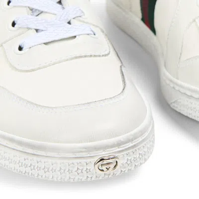 Gucci Leather Stretch Lace Up Sneakers Signature Stripe In Multi