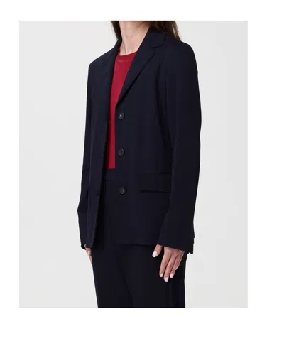Max Mara Long-sleeved Suit Jacket In Blue
