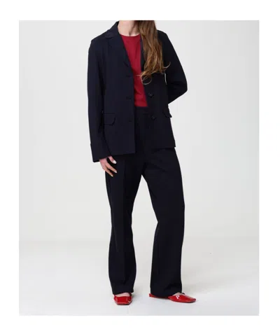 Max Mara Long-sleeved Suit Jacket In Blue