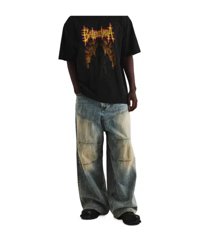 Balenciaga Printed Cotton Jersey T-shirt In Black