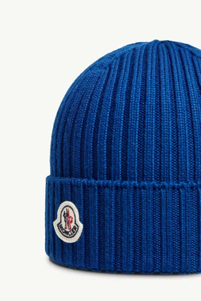 Moncler Wool Beanie In Blue