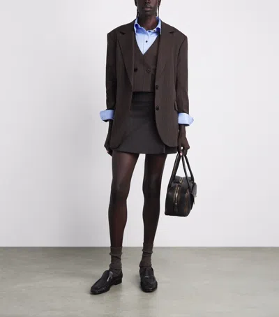 Sandro Paris Striped Single-breasted Blazer In Brown