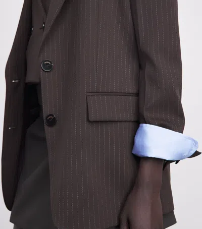 Sandro Paris Striped Single-breasted Blazer In Brown