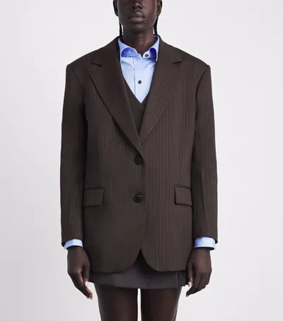Sandro Paris Striped Single-breasted Blazer In Brown