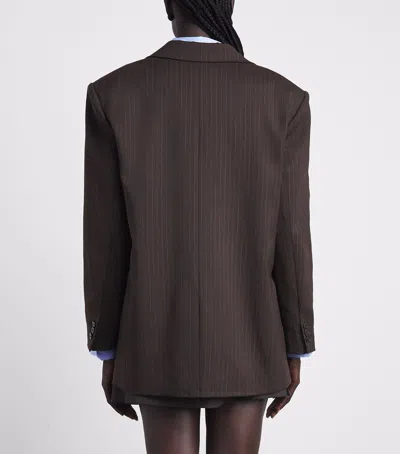 Sandro Paris Striped Single-breasted Blazer In Brown