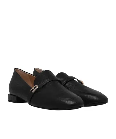 Prada Brushed Leather Loafers In Black