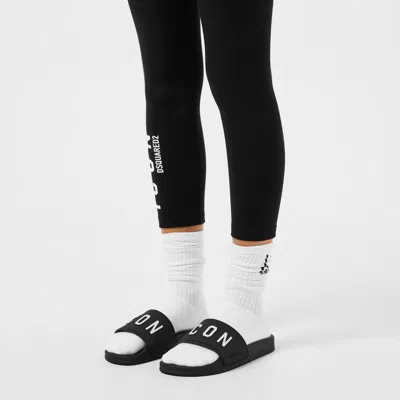 Dsquared2 Printed Flat Slippers In Black