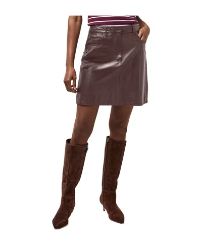 Weekend Max Mara Solid Color Leather Midi Skirt In Brown