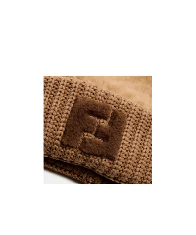 Fendi Solid Knit Beanie In Brown