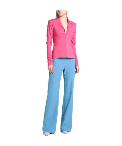 Jacquemus Solid-color Thin Wool Suit In Rose Red