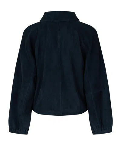Weekend Max Mara Suede Goat Leather Jacket In Blue