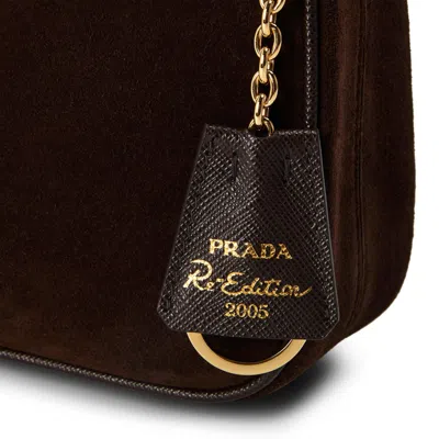Prada Solid Color Shoulder Bag In Brown
