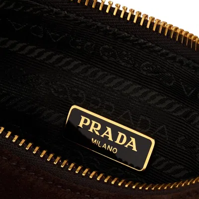 Prada Solid Color Shoulder Bag In Brown