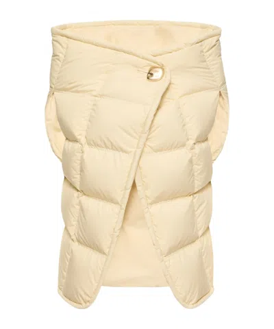 Moncler Asymmetrical Down Cape In Yellow