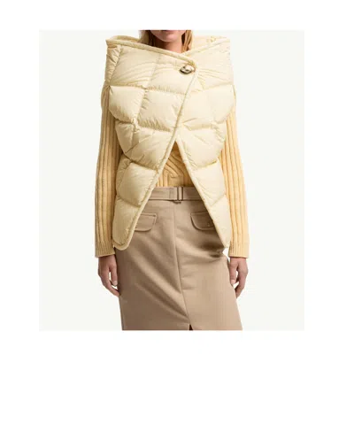 Moncler Asymmetrical Down Cape In Yellow
