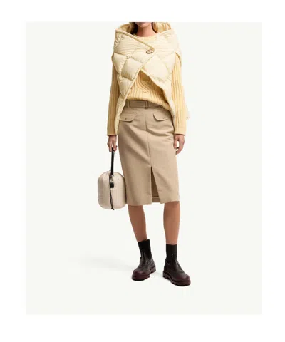 Moncler Asymmetrical Down Cape In Yellow