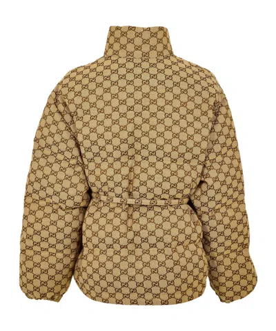 Gucci Embroidered Bomber Jacket In Brown