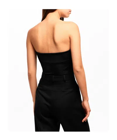Balmain Fitted Strapless Jumpsuit In Black