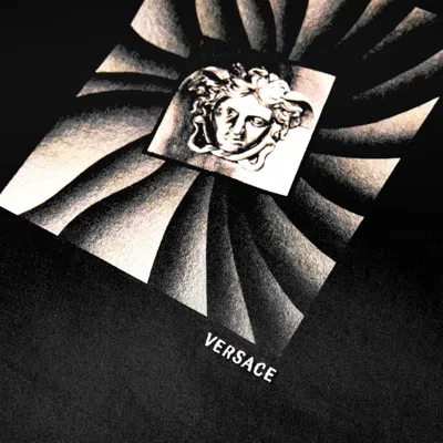 Versace Printed Cotton-jersey Regular T-shirt In Black