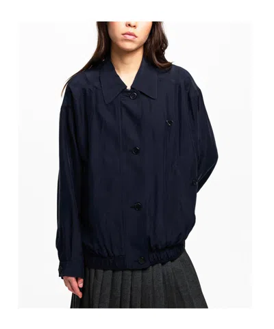 Prada Collared Jacket Elasticated Hem Front Pockets In Yellow