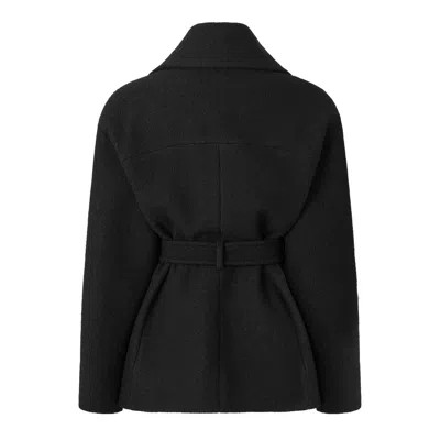 Balmain Short Wool Wrap Coat In Black