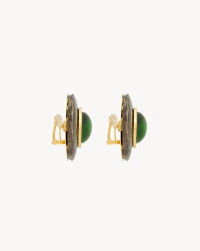 Saint Laurent Cabochon Earrings In Ceramic In Multi